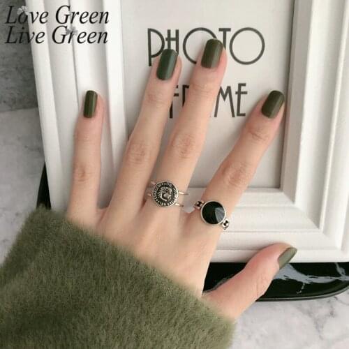 Open Vintage Smiley Chain Rings Female Old Style Index Finger Cool Black Glass Round Ring Hip Hop Luxuri Design Fashion Ring