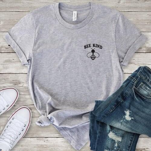 Bee Kind Pocket Print Women Funny T Shirt Vintage Save The Bees 90s Fashion Plus Size Harajuku Shirt Crewneck Aesthetic Top Tees