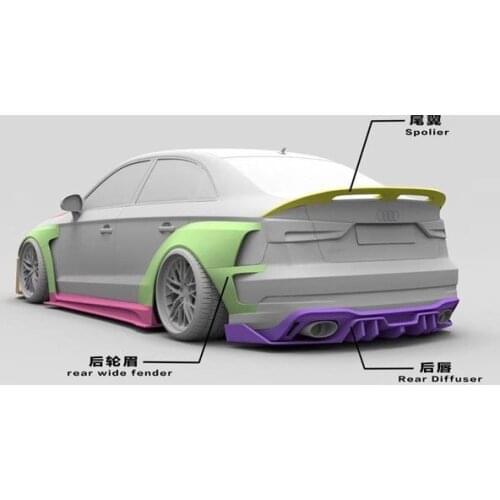 Suitable for Rs3 Audi Modified Boch Wide Body Surrounded Carbon Fiber Front Side Skirt Rear Lip Tail Aircraft Cover Wheel