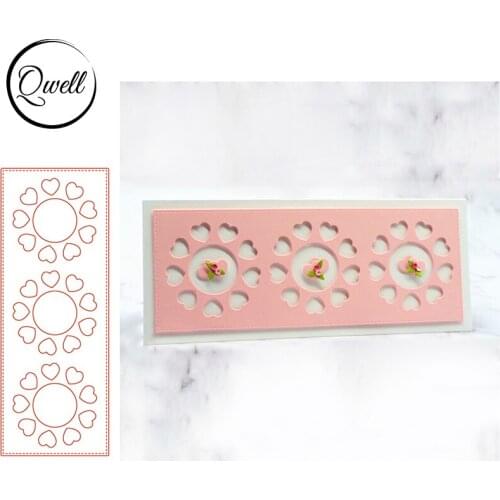 QWELL Love Circle Stitched Rectangle Slimline Metal Cutting Dies DIY Album Craft Paper Scrapbooking Making Template 2021 New