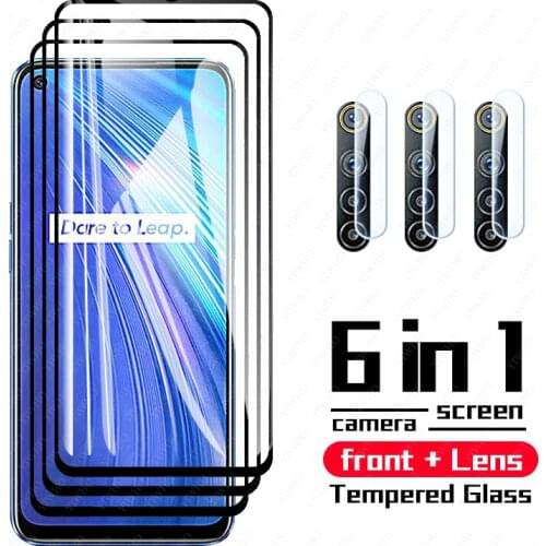 Glass on Realme 6 Tempered Glass For Oppo Realme 6 realme6 HD black Screen Protector Phone back camera lens Protective glass