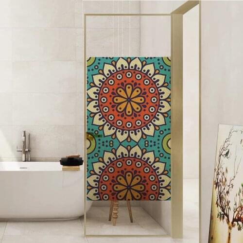 Glass Film In Window Films Home Decor Privacy Glass Door Sticker Home Decor Digital print Mandala GS036