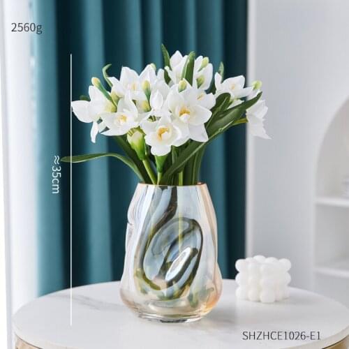 Nordic Vase Shaped Glass Vase Modern Home Decoration Dried Flower Decorative Flower Pots Luxury Living Room Decor Tabletop Decor