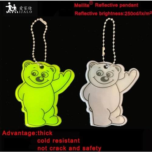 MEILITE 250 candle lights Reflective Bear model Keychain Safety protection bag pendant key ings For traffic safety