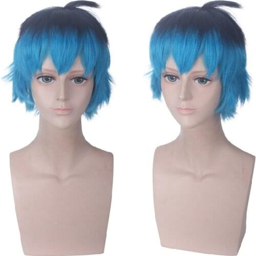 Luka Couffaine Cosplay Wig Short Black Blue Hair Cosplay Anime Cosplay Heat Resistant Synthetic Wigs + Wig Cap