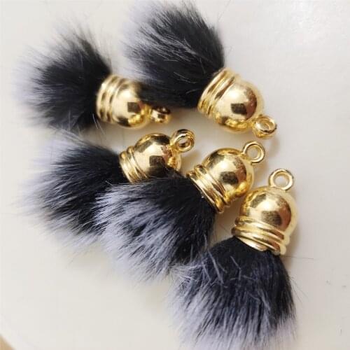 Cloth Art Flower Beads Pendant Wool Pom Soft Nap Silver Gold Cap Pompon DIY Parts Jewelry Accessories Making Fit Chain Earrings