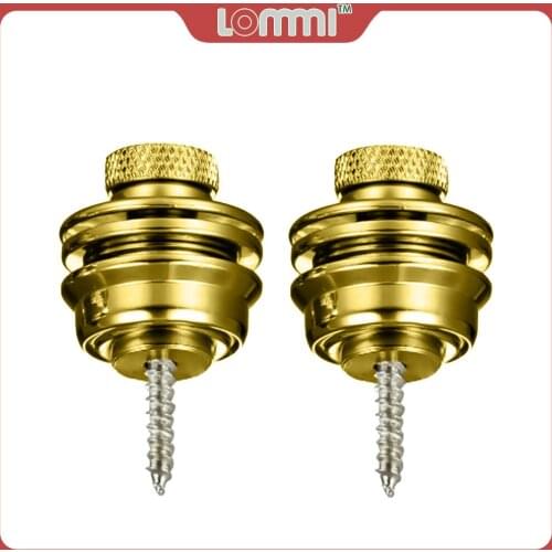 LOMMI 2Pcs Guitar Strap Lock Button Sliding Lock Golden Strap Lock Universal For Acoustic Electric Bass Guitar Part Accessories