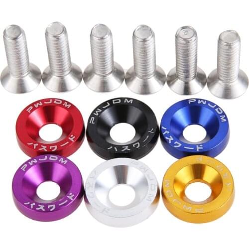 10PCS M6 JDM Car Modified Hex Plate Bolts Fasteners Fender Engine styling Concave Washer Bumper Screws Fender Washer License Car