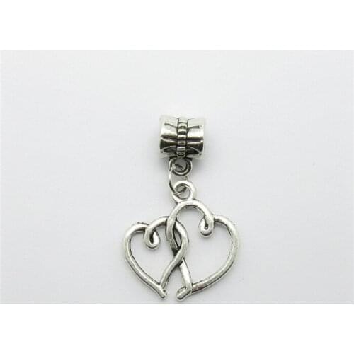 25pcs Heart Charms pendant fit Europe beads bracelet DIY pendants