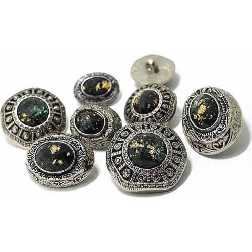 20pcs/lot High Quality Antique Silver Buttons Diamond Decorative Plastic Button for DIY Clothing Crafts Garments Sewing