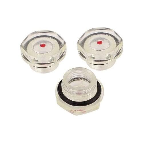 3 Pcs Hex Head 20mm Thread Air Compressor Clear Plastic Oil Liquid Sight Glass