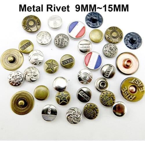 50PCS 9MM Copper Bronze Tone Jean Decoration RIVET Buttons Sewing Clothes Accessories Bag Fits Trousers Rivets MR-029