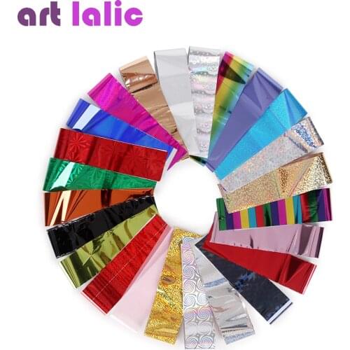 Artlalic 50/20/10 PCS Nails Foil Beauty Nail Wraps Foil Set Mix Color Nail Foils Shimmer Starry Holographic Laser Transfer Foil