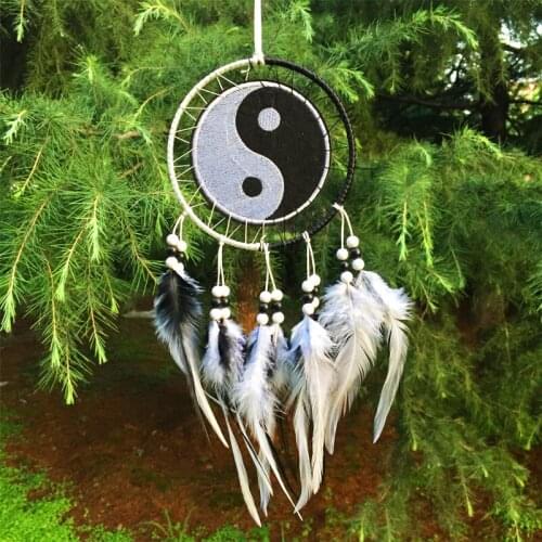 6*25CM New fashion originality Hot black and white Dreamcatcher Wind Chimes Indian Style Feather Pendant Dream Catcher Gift