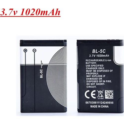 3.7V 1020mAh Battery BL-5C BL 5C For Nokia 6267 6270 6330 6555 6600 6620 6630 1100 1101 1110 1112 1208 1600