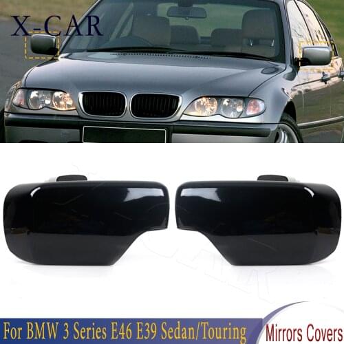X-CAR 2Pcs Rearview-Mirror-Covers Side Mirror Caps For BMW E46 E39 Sedan/Touring 1998 1999 2000-2005 51168238375 51168238376