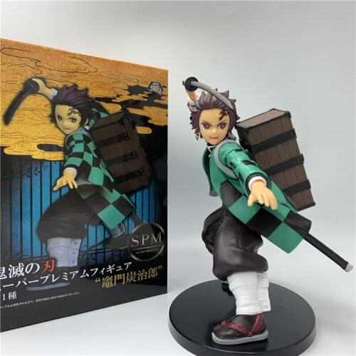 Demon Slayer Kamado Tanjirou Fighting Backpack Nezuko Ver. PVC Action Figure Kimetsu no Yaiba Tanjirou Nezuko Model Collect 20cm