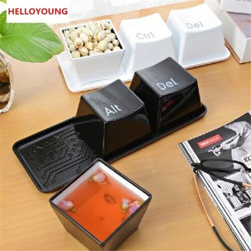 CJ235 Hot 1 Set of 3pcs Ctrl ALT DEL Keyboard Key Design Coffee Tea Cup Container