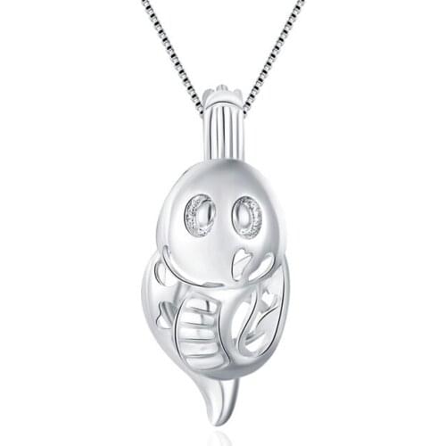 CLUCI 3pcs 925 Sterling Silver Locket Lovely Snake Cage Pendant for Women Jewelry Silver 925 Pearl Locket SC077SB