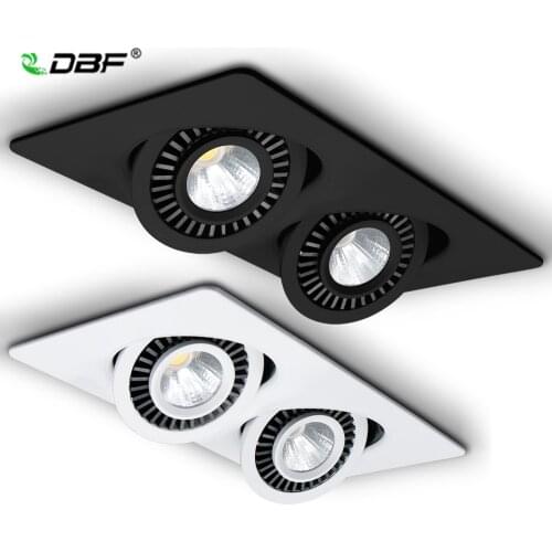 [DBF]Dimmable Double Heads Lights LED Ceiling Spot Light Embedded Angled Downlight 10W 14W 20W 24W Rectangle Downlight AC85-265V