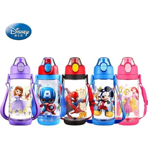Disney Childrens Water Cup Summer Boys and Girls Straight Drinking Cup Strap Portable Plastic Cup Boy Girl Christmas Gift