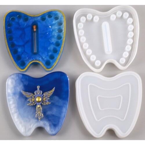 Baby Tooth Box Resin Mold for DIY UV Expoy Kids Memory Keepsake Organizer Tooth Fairy Holder Resin Casting Mold Tools