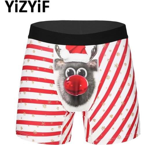 Mens Panties Funny Animal 3D Printed Sexy Boxer Shorts Christmas Underwear Holiday Cosplay Party Festival Rave Xmas Underpants