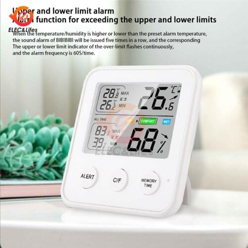 LCD Electronic Digital Temperature Humidity Meter Thermometer Hygrometer Indoor Outdoor Weather Station For Living Room Bedroom