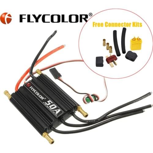 FLYCOLOR Rc Boat Brushless Motor ESC 50A Brushless ESC Speed Controller Support 2-6S Lipo BEC 5.5V/5A for RC Boat