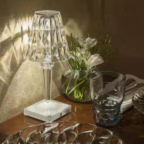 Crystal Table Lamp Bedroom Bar Restaurant Acrylic Retro Diamond Table Lamp Charging Night Light Home Decoration Accessories