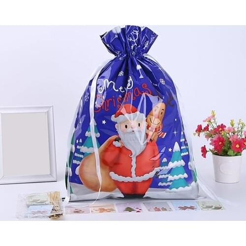 Santa Gift Bag Candy Bag Snowflake Crisp Drawstring Bag Merry Christmas Decorations For Home New Year 2022 Noel Presents