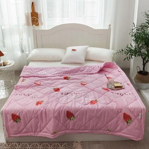 Machine wash summer quilt Adult Aircraft Sofa Office quilt Strawberry printing
