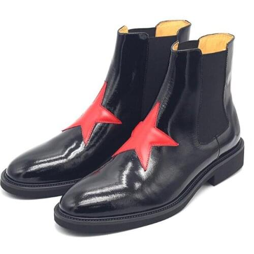 Winter Genuine Leather breathable High Quality Star Fashion Black casual short Men boots Ankle Classics Mens Boots
