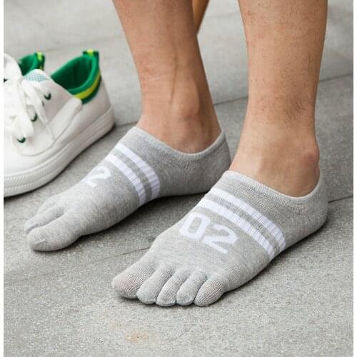 Mens Five-Finger Socks Cotton Breathable Anti-slip Invisible Five Toe Socks Split Toe Shallow Mouth Ankle Socks Boat Sock