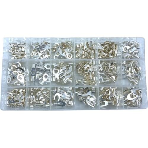 Cold Pressed Non-Insulated Ring Terminal Fork U-type 420Pcs/Box 18 Type Assortment Kit Cable Wire Connector Crimp Block China