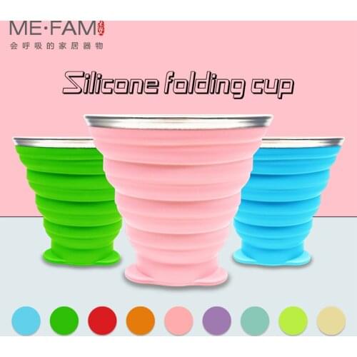 New Hot 270ml Silicone Collapsible Travel Cup Folding Camping With Lid Retractable Drinking Cup Outdoor Sport Portable Water Cup