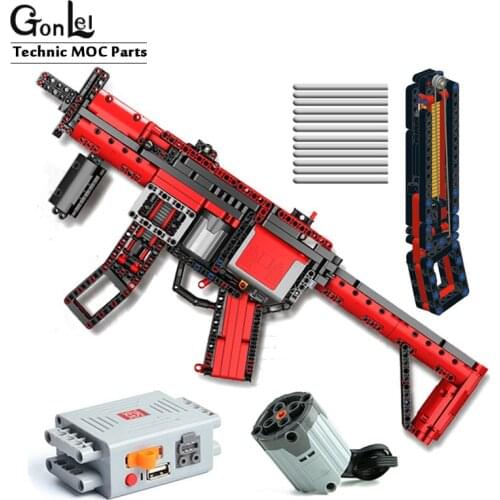 NEW upgraded Ver High-Tech Motorized Gun MP5 Submachinegun Set Model MOC Building Blocks Bricks Boys Gifts DIY Toys For Children