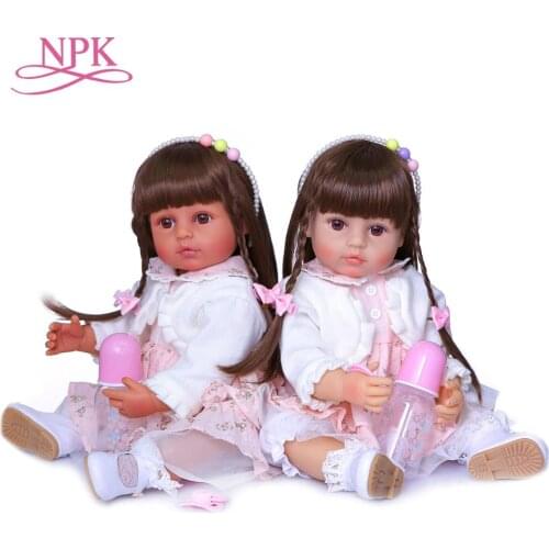 NPK 55CM original NPK full body silicone bebe doll reborn girl baby birthday Gift bath toy flexible soft touch