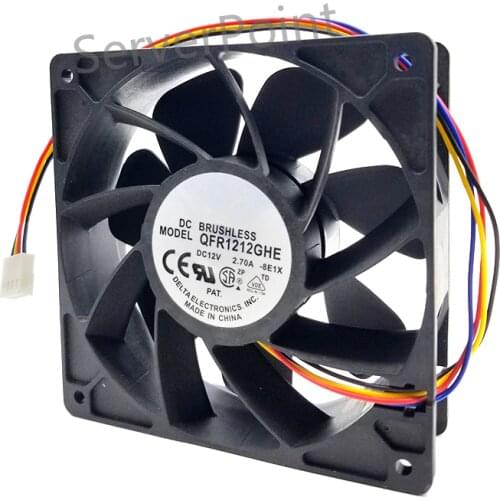 Original for Delta QFR1212GHE QFR1212GHE-PWM 4P 12V 2.7A 12038 Server cooling fan 120*120*38mm for Bitcoin Miner