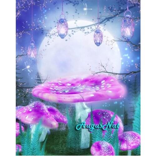 Scenery diamond painting full square mushroom wall art decor moon flower diamond dots picture bead painting on canvas needlework