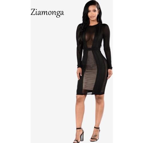 Ziamonga Autumn Winter Women Dress 2018 New Long Sleeve Sexy Evening Party Dresses Black Elegant Night Club Dress Casual Vestido