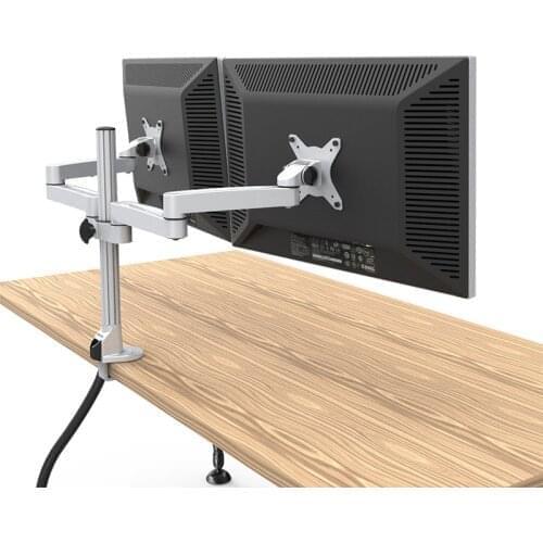 Aluminum Alloy Full Motion Dual Monitor Mount Holder Stand with Cable Management Free Lifting Retractable Bracket