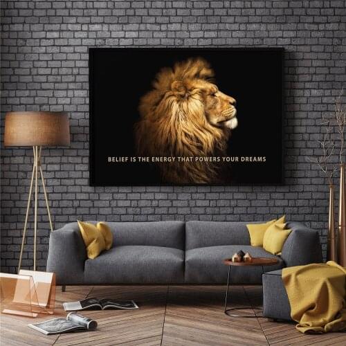 Lion Posters Animal Lion Power Your Dreams Motivational Canvas Wall Art Paintings Nordic Poster on Canvas Prints Decor Bedroom