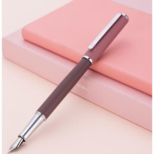Hongdian 523 Metal Fountain Pen Matte Red Iridium Fine Nib 0.4mm Ink Pen Office Business Writing Gift