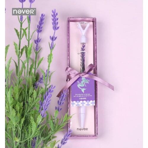 Never Mermaid Series Ballpoint Pen Luxury Purple Lavender Diamond Pens 0.7mm Ball Pens Office & School Supplies Gift Stationery