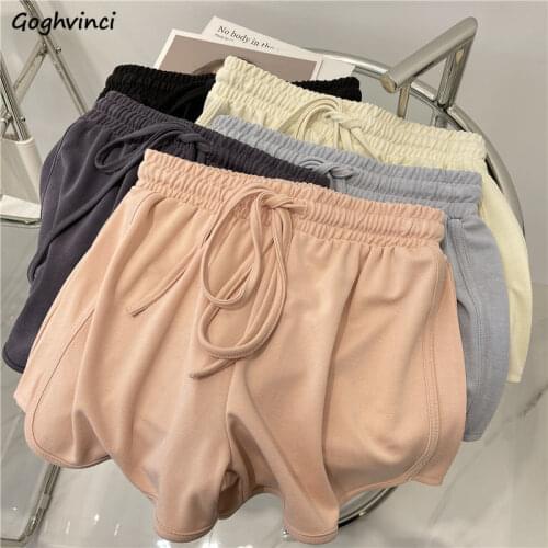 Shorts Women 5 Colors Solid Female Simple Korean Thin Drawstring Breathable All-match Casual Mini Loose Wide Leg Trouser Summer