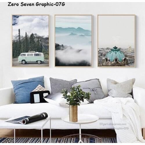 Modern Life Scenery Automobile Mountain English Canvas Painting Prints Art Posters Pictures Wall Room Lounge Home Decor Murals