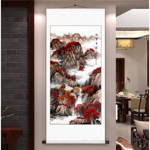 TOP business gift Home office Vestibule WALL Decorative art Landscape Money Drawing GOOD Luck Mascot FENG SHUI ART painting