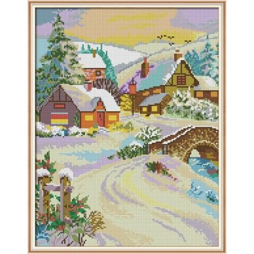 Gorgeous snow-covered scene 5D diamond painting kit scenery pattern cross stitch full diamond embroidery kit DIY home decoration