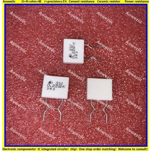 10pcs Japan non-inductive resistor 3W 0.22 OHM 0.22R 0.22ΩJ 3WR22J 0.22RJ (Inductor)3W non-inductive cement resistance ceramic